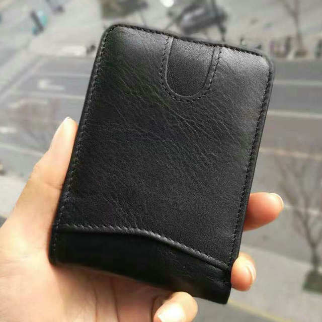 GENODERN Casual Small Wallet for Men Genuine Leather Male Slim Short Wallets Small Wallet with Card Holder Pocket Wallets