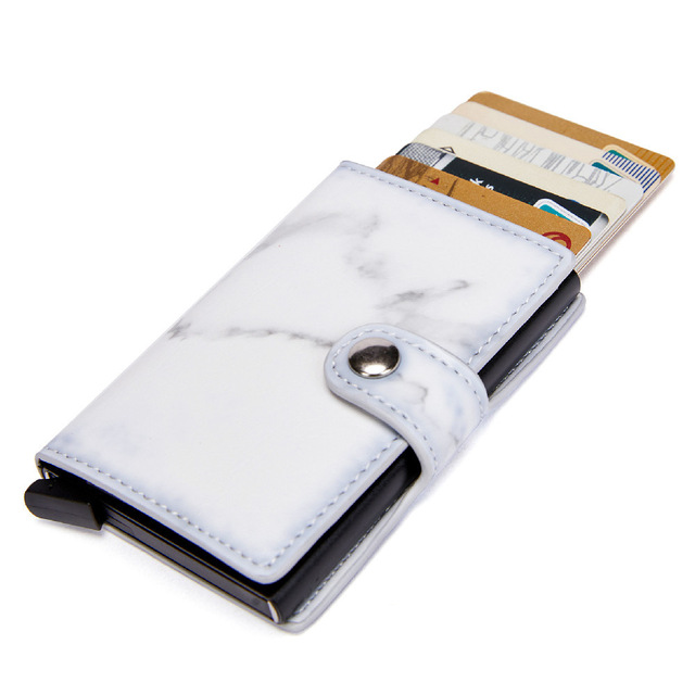 Marble card package aluminum alloy RFID anti-theft credit card box business card box simple PU Leather Wallet