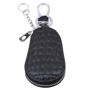 Unisex Genuine Leather Car Key Wallet Men and Women Keychain Fashion Zipper Keys Pouch Key Ring Car Key Storage Case 5 Colors