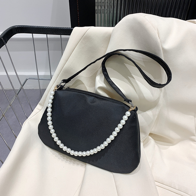 Fashion Women Nylon Underarm Shoulder Bags Pearl Color Small Bags Casual Lady Clutch Luxury Brand Designer Handbags