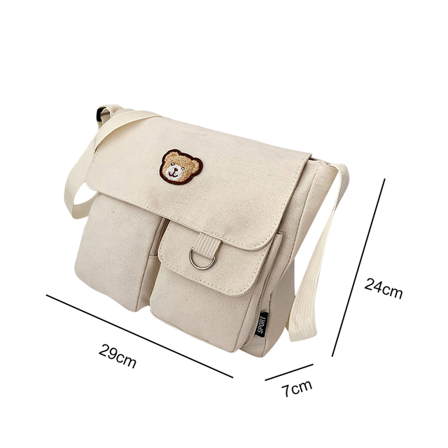 Fashion Student Zipper Crossbody Bags Solid Color Shoulder Bags Casual Ladies Bags Canvas Messenger Bags