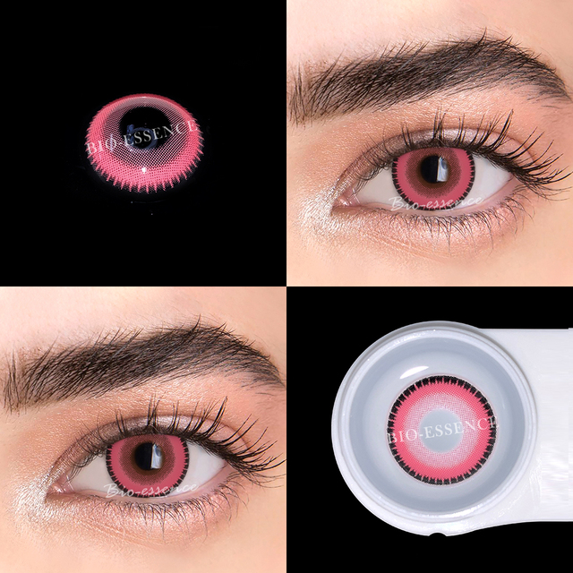 Bio-essence 1 Pair Colored Contact Lenses For Eyes Blue Lens Pink Eye Lenses Fashion Lenses Makeup Beauty Eyes Delicious Contact