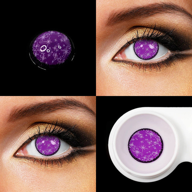 Bio-essence 2pcs/pair cosplay color contact lenses for eyes cartoon anime accessories pruple pupil lens for all