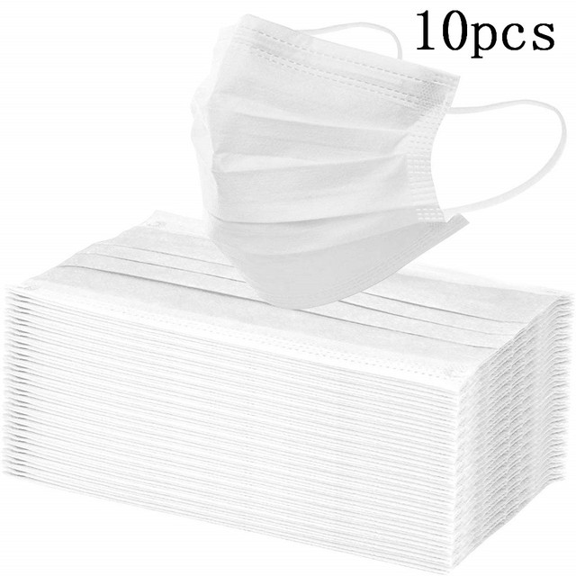 10-200pcs Disposable Face Mask 3 Ply Non-woven Mouth Mask Anti PM2.5 Dust Masks Elastic Earloop Respirator Mask Filter White Masken