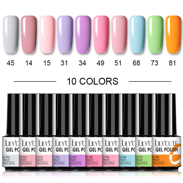 LILYCUTE 10/20/8/2pcs Gel Nail Polish Set Semi Permanent Glitter Hybrid Varnish Base Top Coat Soak Off UV LED Nails Gel