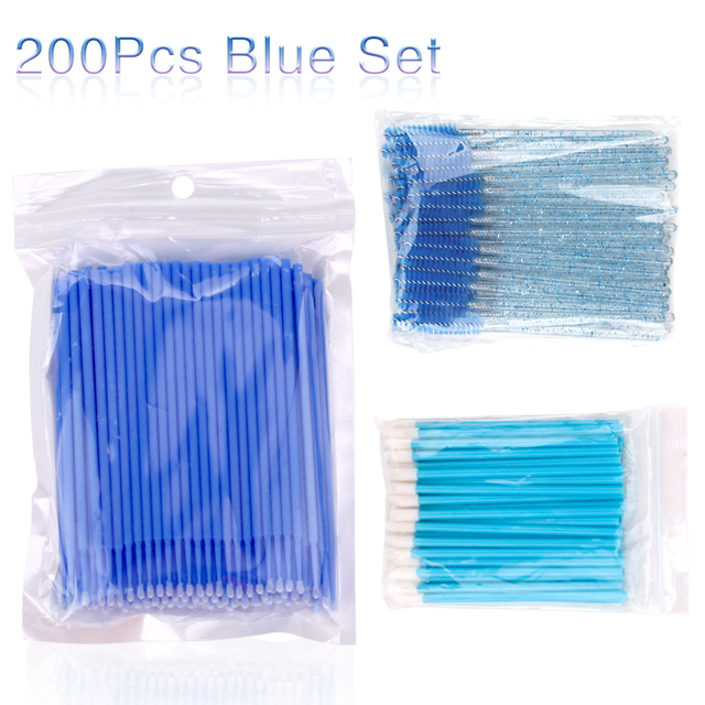 Disposable Eyelash Brushes Set, 200 Pieces, Cotton Buds, Straightener, Eyelash Extension Accessories