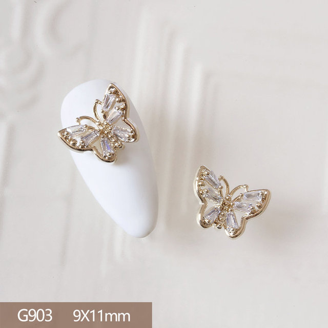 4pcs/lot Love Rose Butterfly Pendant 3D Alloy Nail Art Zircon Pearl Metal Manicure Nails Accessories DIY Nail Decorations Charms