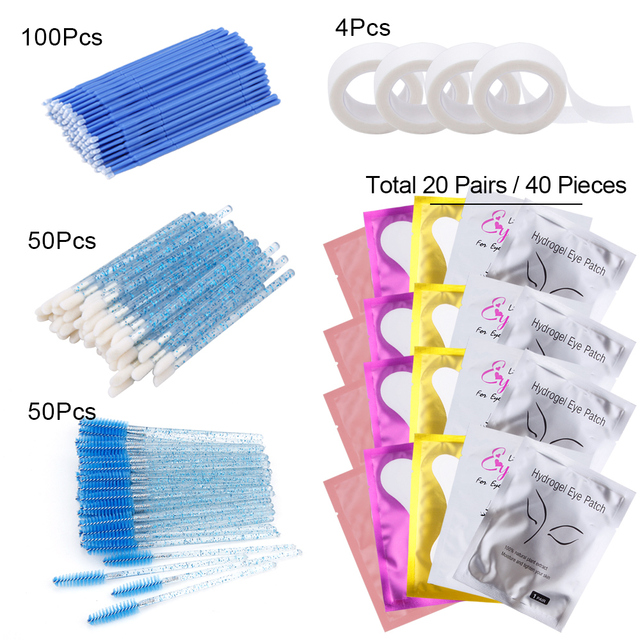 Eyelash Extension Kit Practice Eye Patches Pad Adhesive Eyelash Brushes Spoolie Mascara Applicator Grafting Eyelash Tools