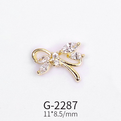 Nail Art Jewelry Net Red Nail Art Real Gold Zircon Bow Jewelry Micro-inlaid Nail Diamond Decoration G-2287 Nail Art Decorations