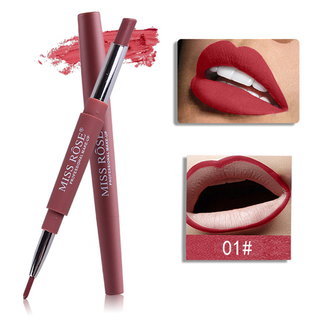 1pc Sexy 20 Color Double End Lip Makeup Lipstick Pen Waterproof Long Lasting Tint Lip Stick Beauty Matte Liner Pen Lipstick