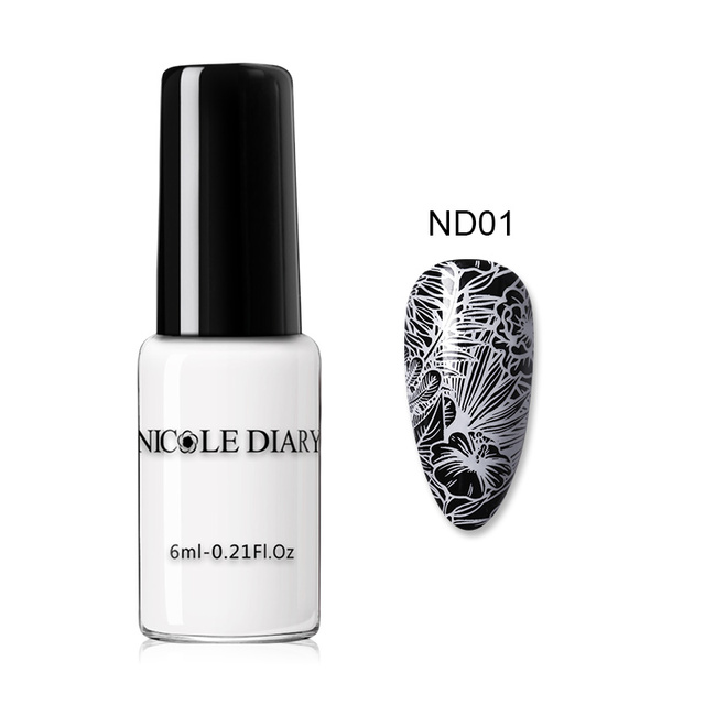 nicole diary stamping nail polish black white gold silver nail art printing varnish DIY design for stamping nail plate shellac