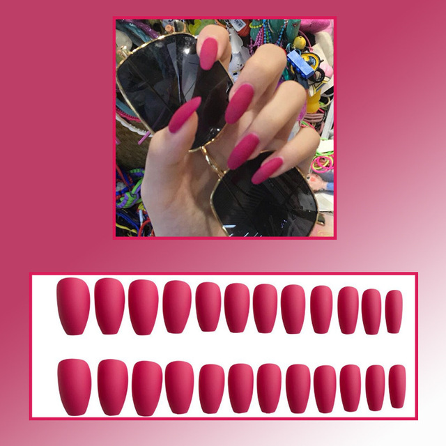 European and American wear nail frosted nail short nail and long nail patch solid color fashion trapezoid nail product