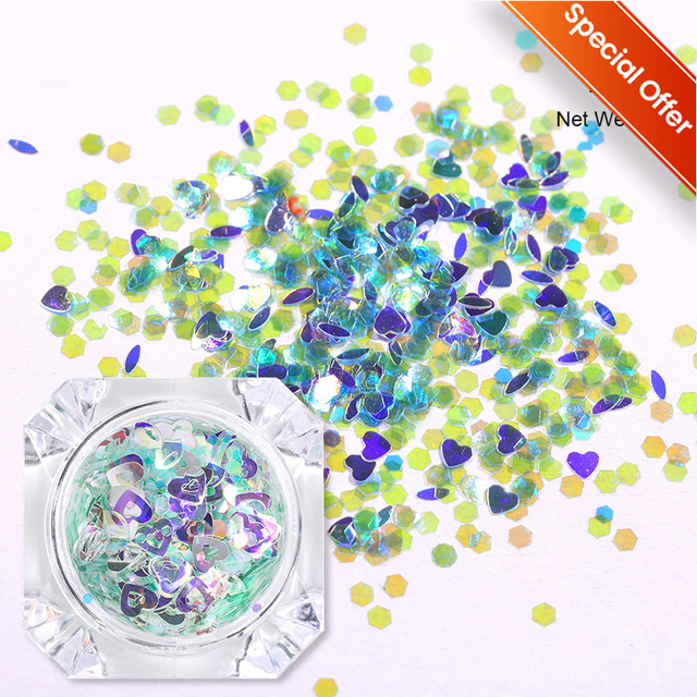 1 Box Nail Chips Sequins Paillette Crystal Nail Glitter Shining Pigment Dust Powder Nail Decoration Manicure Holographic Power