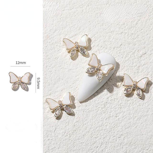 Nail art smart butterfly jewelry new Japanese zircon shell rotating nail decoration zircon nail diamond