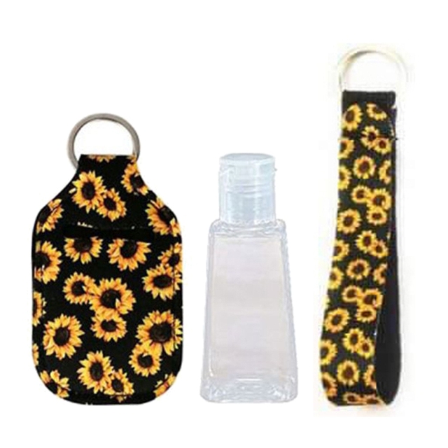 Portable 1oz Refillable Empty Travel Bottles With Keychain Holder Wristlet Set Keychain Bottle Container With Flip Caps