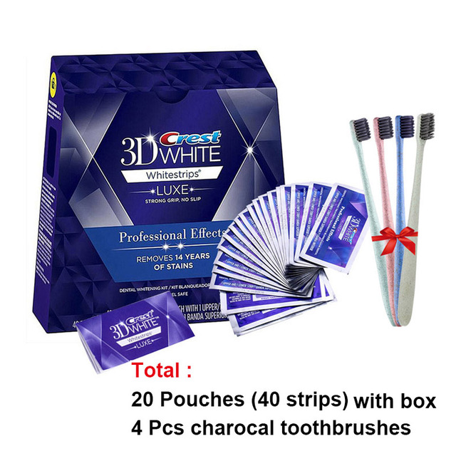 3D White Teeth Whitening Strips Professional Effects White Teeth Soft Bristles Charcoal Toothbrush Teeth Whitening Whitestrips