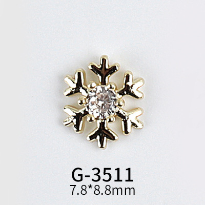 New Nail Art Real Gold Snowflake Zircon Ornaments Exquisite Snowflake Zircon Christmas Style Snowflake Pendant G-3511