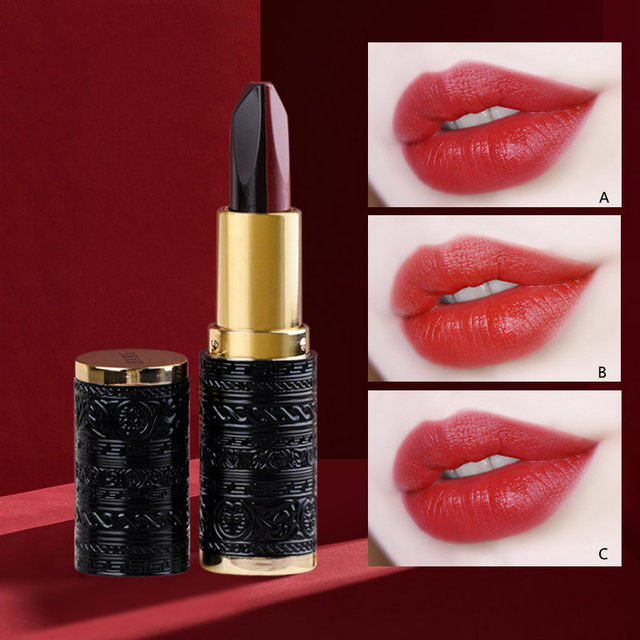 1pc Three Colors Black Lipstick Tube Rose Diamond Matte Velvet Lipstick Long Lasting Waterproof Full Color Sexy Lips Makeup