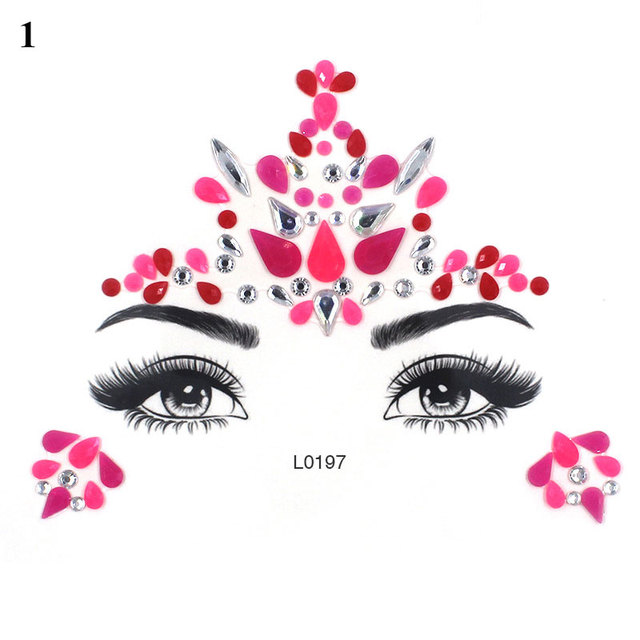 3D Sexy Face Tattoo Sticker Temporary Tattoo Flash Fake Tattoo Rhinestone Lady Party Face Sticker Face Jewelry Decoration