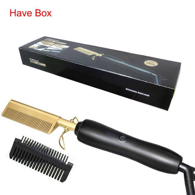 2 in 1 Hot Comb Hair Straightener Flat Iron Straightening Brush Heating Comb Hair Straightener Styler Hair Curler peigne chauffant