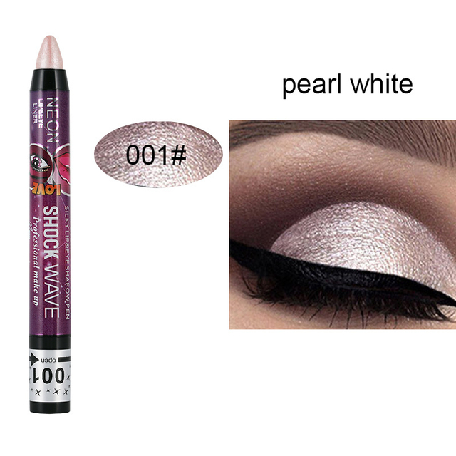 12 Colors Highlighter Eyeshadow Pencil Waterproof Glitter Matte Eye Shadow Makeup Pigment Cosmetic White Eyeliner Pen