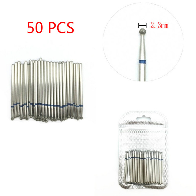 50pcs/set Nail Drill Bit Set Cutter Dental Diamond Grinding Polish Burs Dental Lab Polisher 2.35mm Shank Nail Tools