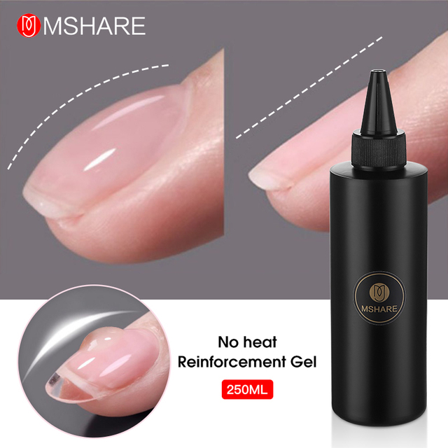 MSHARE No Burn Reinforcement Gel Russian Self Leveling Builder Reinforcement Nail Top and C-Curve Alignment Base Soak Off Nail Gel 250g