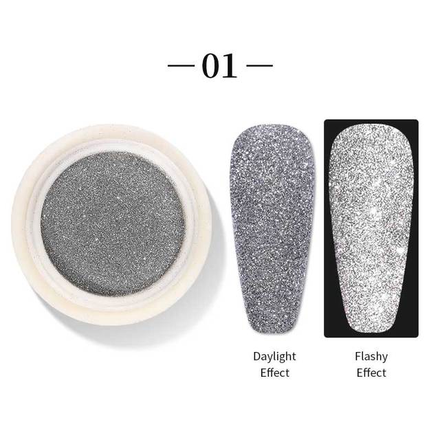 Born Pretty Reflective Glitter Powder Sea Salt Nail Powder Shining Nail Glitter Chrome Pigment Dust Hollow Powder Nail Decoration