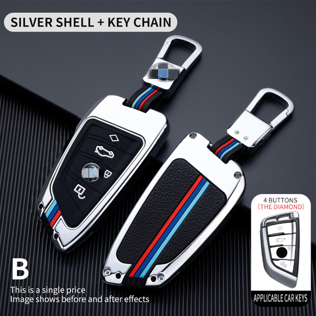 Metal Car Key Case Cover Full Fluorescent Car Key Cover For BMW F30 G30 X1 X3 X4 X5 F15 F16 G11 F48 F39 520 320i Car Accessories