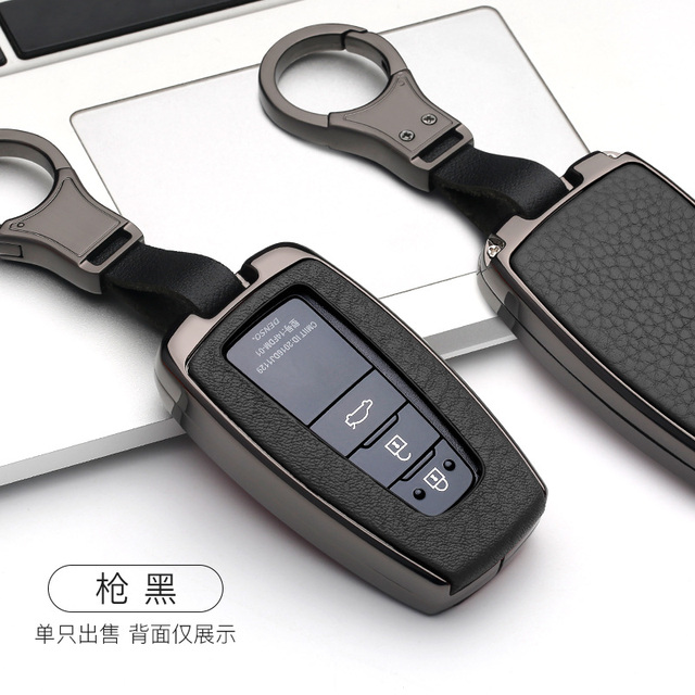 2 34 Button Galvanized Alloy Leather Car Key Case Shell For Toyota CHR C-HR Prado Camry Avalon Prius Corolla RAV4 Keychain