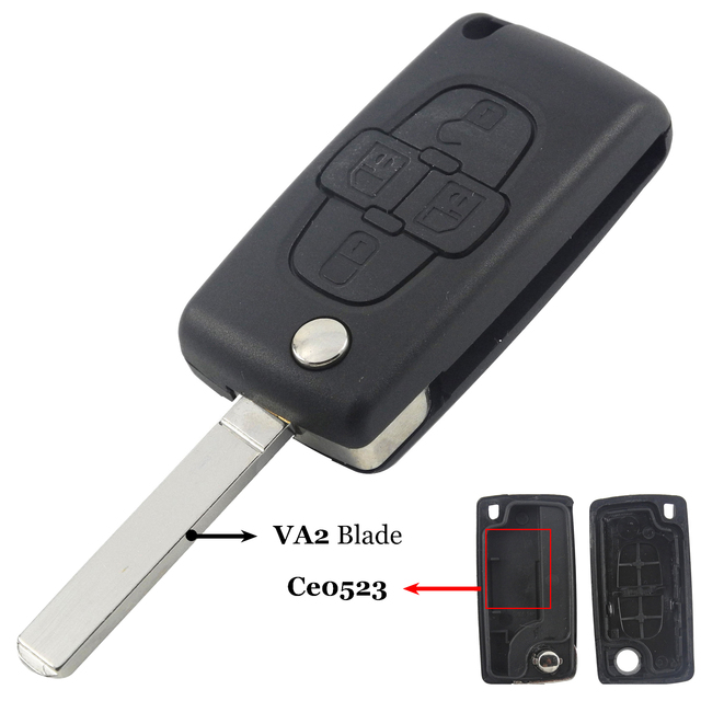 jingyuqin 4 Buttons Flip Folding Remote Key Fob Case Shell Fob For Peugeot 1007 Citroen C8 Uncut VA2 Hu82 Blade CE0523 Replacement