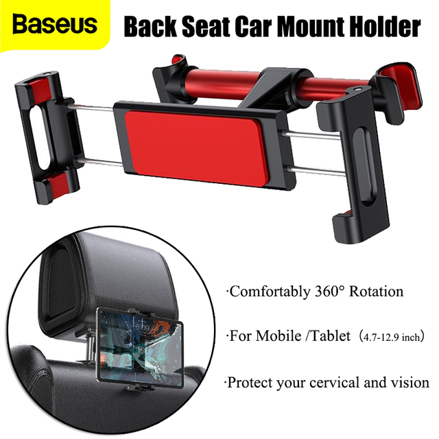 Baseus Car Back Seat Mount Tablet Car Holder for iPad 4.7-12.9 Inch Car Phone Holder Auto Headrest Back Seat Car Holder Stand