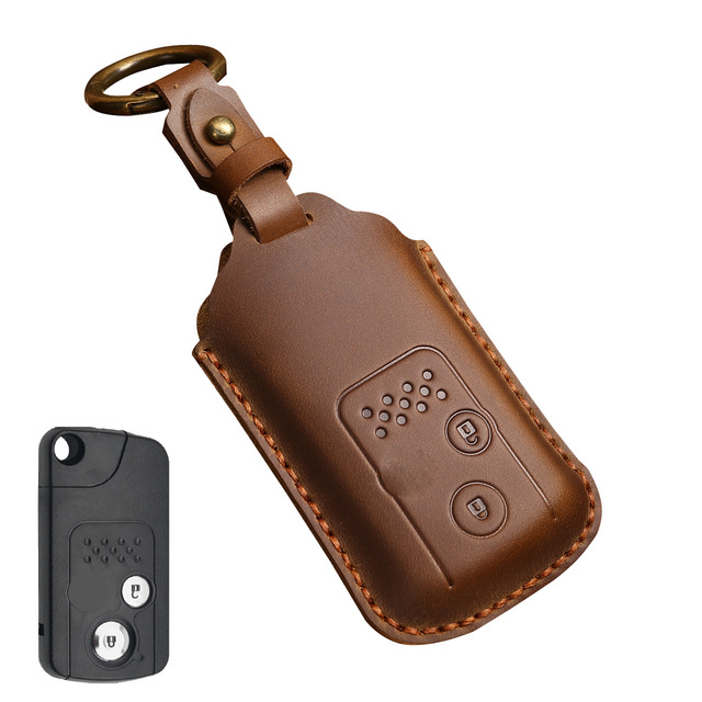 Luxury Leather Car Key Case Cover Fob Protector Key Chain Holder For Honda Odyssey Accord Crosstour Accessories Remote Keyring