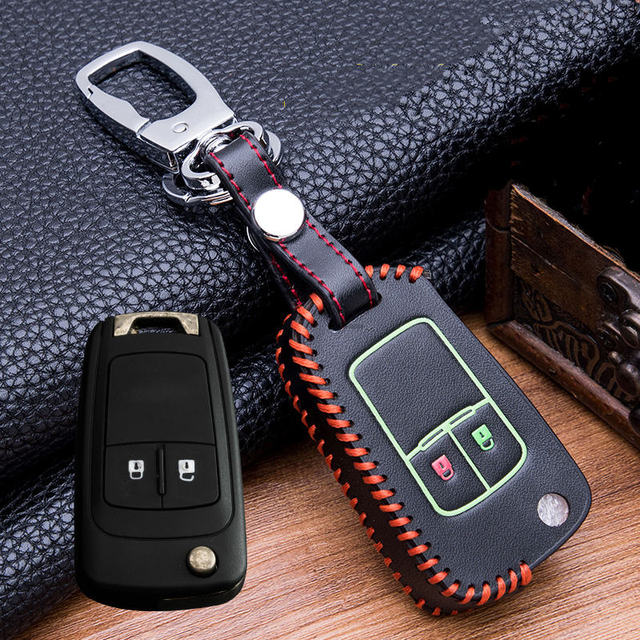 New Luminous Leather Car Key Case For Chevrolet Cruze Aveo Trax Opel Astra Corsa Meriva Zafira Antara J Mokka Badge For Buick