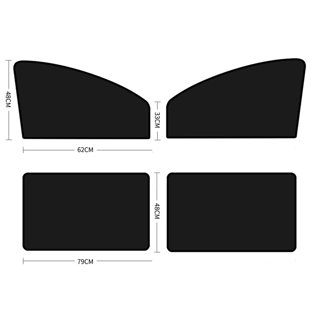 4pcs Car Magnetic Side Window Sunshade Cover Sun Visor Summer Protection Window Curtain For Front Rear Black Car Accessories