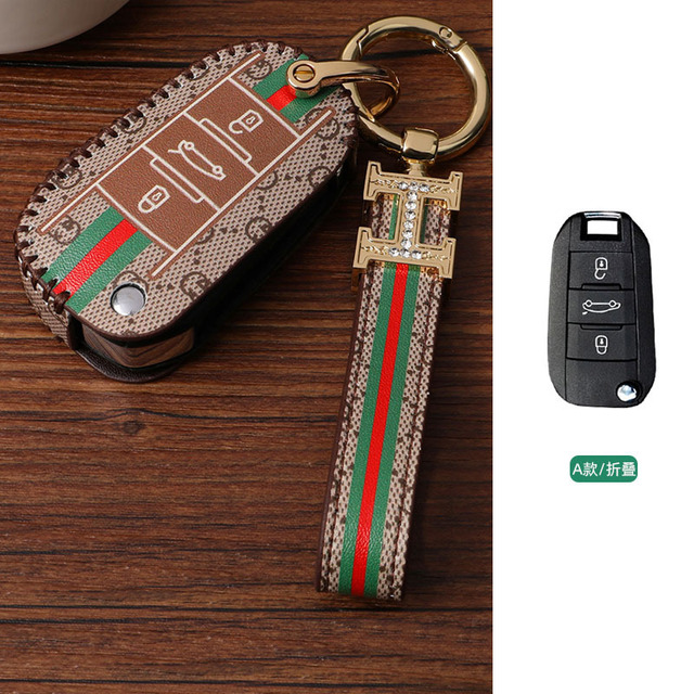 Luxury Car Key Case Leather Fob Protector Keychain for Citroen C-Quatre C3xr C5x C4lc C5 Aircross C6 Accessories Keyring