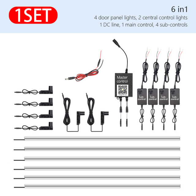 12V Acrylic Interior Atmosphere Light RGB Car Optical Strip APP Voice Control Independent Connection Module Decor Ambient Lamp