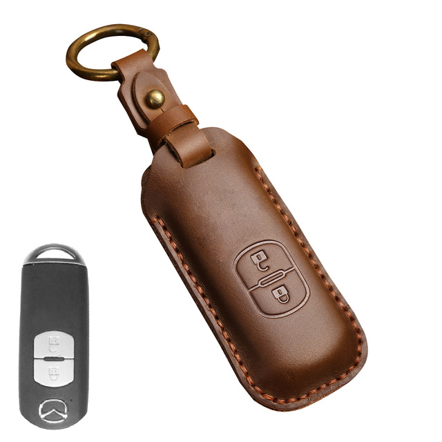 New Luxury Leather Car Key Case Cover Fob Protector Keychain Holder For Mazda 3 Axela Mazda6 Car Accessories Remote Keyring Bag