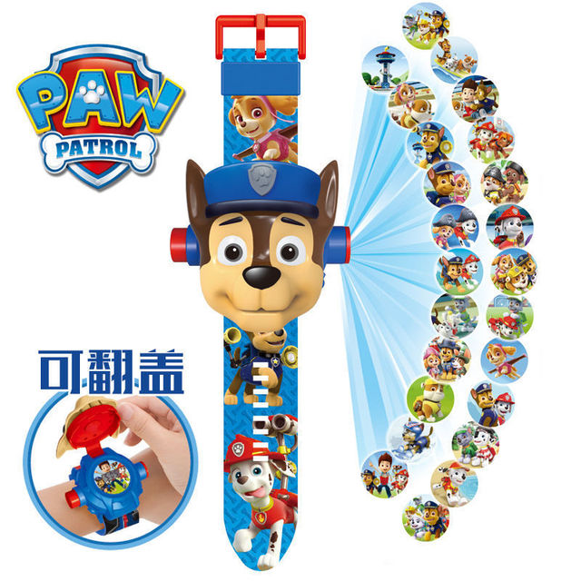 Cartoon Paw Patrol Projection Digital Watch Kids Time Intelligence Develop Learning Anime Figure Patrola Canina Children's Toy Gift