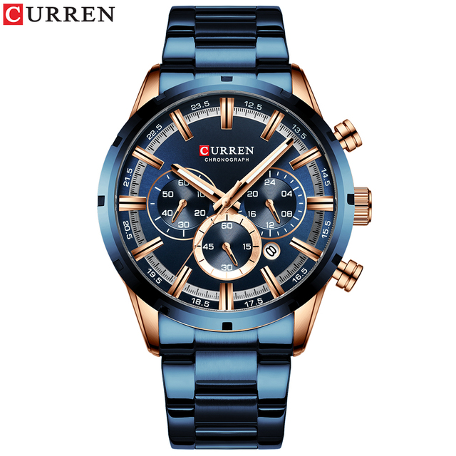 CURREN New Fashion Watches With Stainless Steel Luxury Brand Sport Chronograph Quartz Watch Men Relogio Masculino