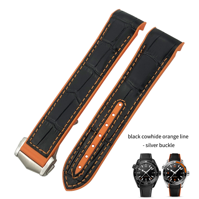 19mm 20mm 21mm 22mm Rubber Leather Watchband Fit For Omega Planet Ocean Seamaster Diver 300 Silicone Nylon Sports Watch Strap