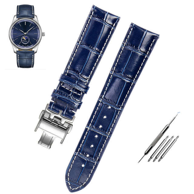 It is suitable for Longines belt, leather craftsman, moon blue crocodile pattern, exquisite Comcas male belt 19 20 21mm