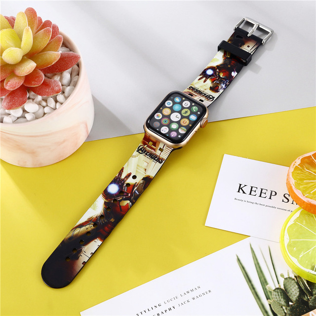 Marvel Apple Watch Strap Spiderman Iron Man Men's Watches Spare Parts Silicone Replacement Watch Strap 38mm 40mm 42mm 44mm