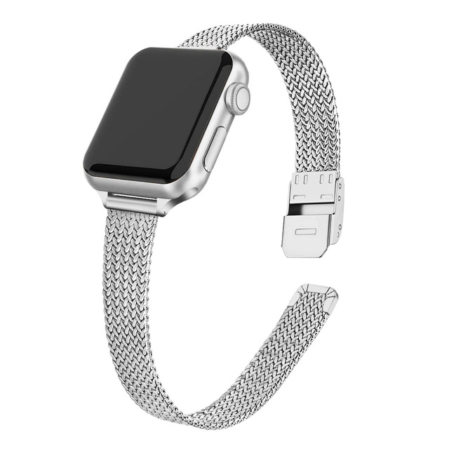 Small Waist Milanese Metal Strap for Apple Watch Band + Case 38mm 40mm 42mm 44mm Band Strap for iwatch Bracelet Series SE 76543