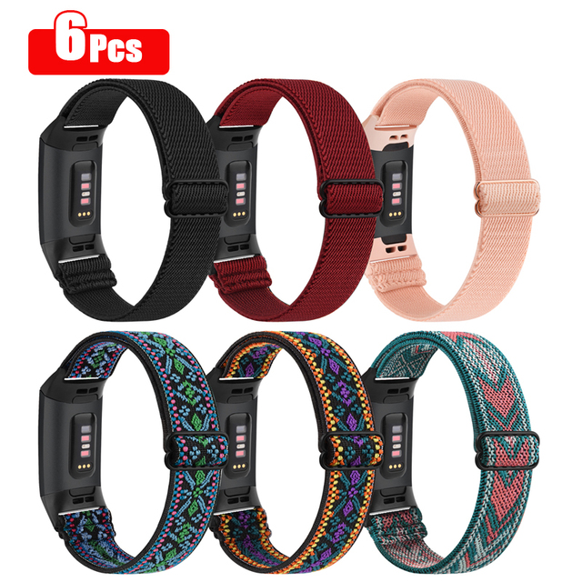 6pcs/4pcs/3pcs/lot Woven Elastic Watch Band For Fitbit Charge 4 3 Strap Sport Fabric Bracelet Correa For Fitbit Charge 3 4 Band