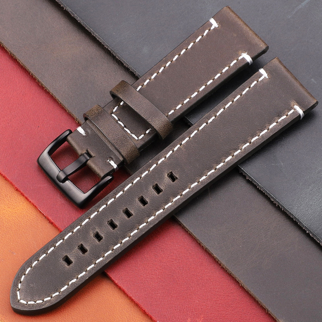 Vintage Genuine Leather Watchbands 7 Colors Strap 18mm 20mm 22mm 24mm Women Men Cowhide Watch Band Accessories Strap