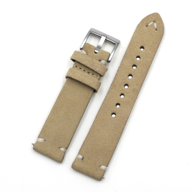 Suede Leather Watch Strap Band 18mm 20mm 22mm 24mm Brown Coffee Watchstrap Handmade Stitching Replacement Wristband