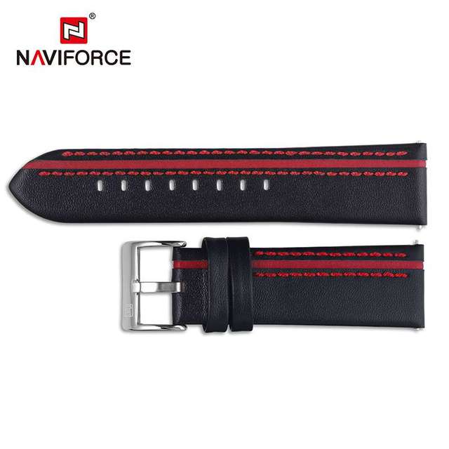 NAVIFORCE Genuine Leather Luxury Watches High Quality Men's 24mm Watch Wrist Strap Brown Black Red Blue Strap Casual Bracelet