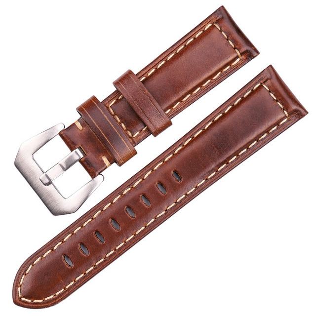 Genuine Leather Watch Band for Men, Dark Brown, 20mm, 22mm, 24mm Cowhide Watch Accessories