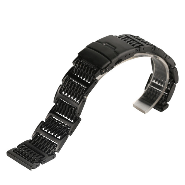 Luxury Silver/Black 20/22/24mm Mesh Stainless Steel Watch Band Adjustable Fold Clasp Men Watches Strap Replacement Bracelet